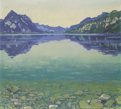 Lake Thun with Symmetrical Reflection before Sunrise by Ferdinand Hodler